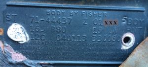 1971 Buick Body Data Plate