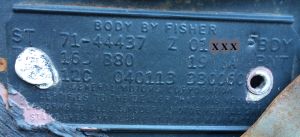 1971 Buick Body Data Plate