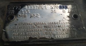 1972 Buick Body Data Plate