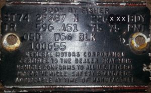 1974 Pontiac Body Plate