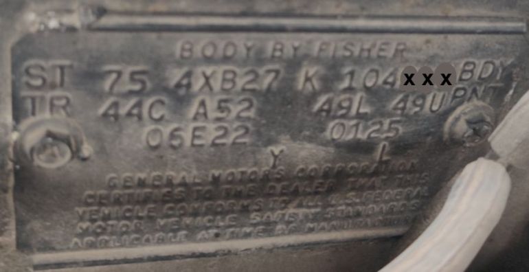 1975 Buick Body Data Plate