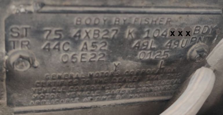 1975 Buick Body Data Plate