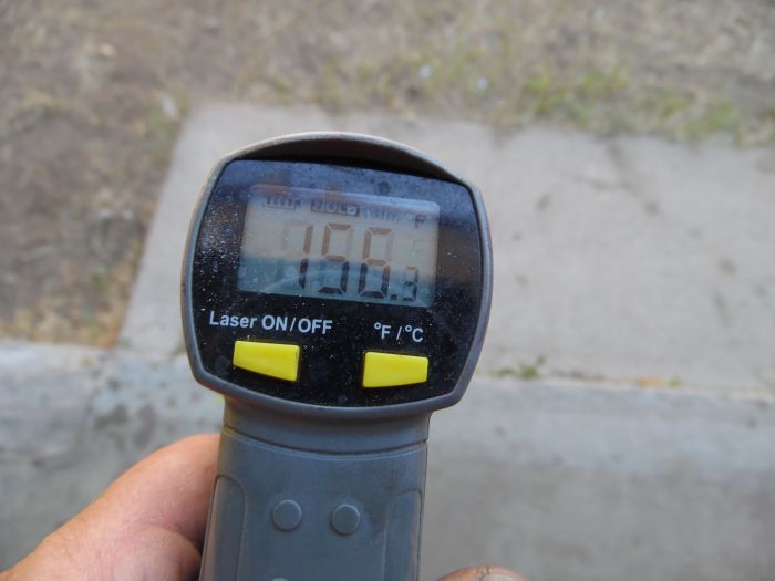 temperature of cardboard in direct sun light