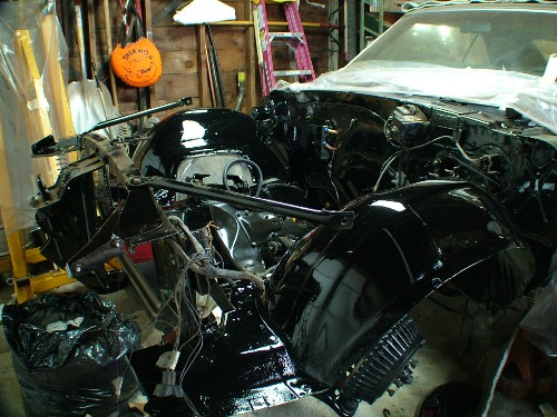 68 Firebird engine compartment restored