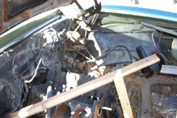 68 Firebird engine compartment pre restoration