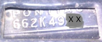 62 pontiac Vin Plate