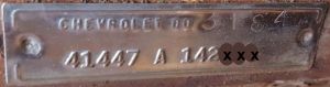 1964 Chevy Body Data Plate