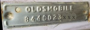 1964 oldsmobile VIN plate