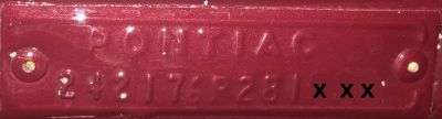 1966 Pontiac VIN Plate