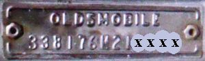1966 Oldsmobile VIN plate
